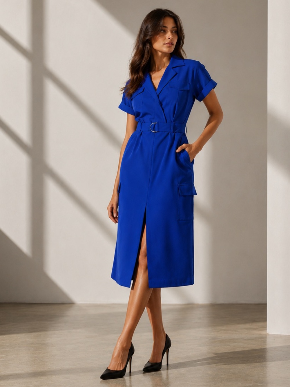 Derek Lam 10 Crosby Jumpsuit Blue Twill Belted Cargo 4 Utility Romper